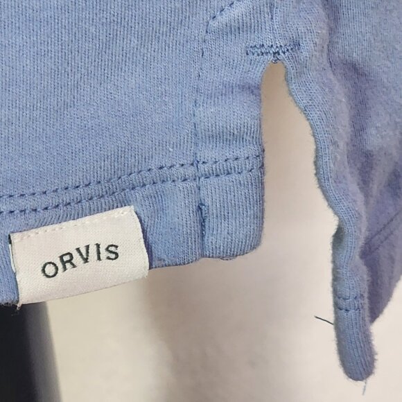 Orvis Classic Pima Cotton 3/4 Length Sleeve Denim Blue Notched V-Neck Top Size L - Picture 9 of 16